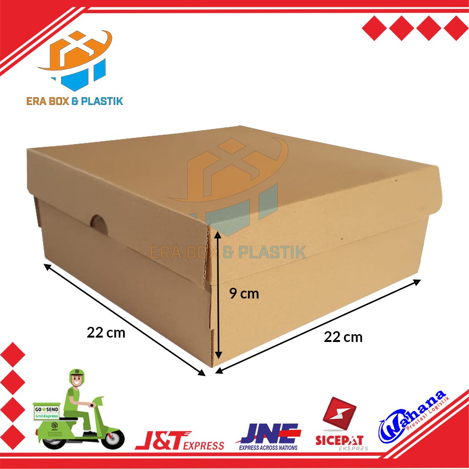 Kardus 22x22x9 cm | 1 Pack Isi 10 Pcs | Box | Karton Packaging | Dus Packing Barang, Pakaian, Bolu