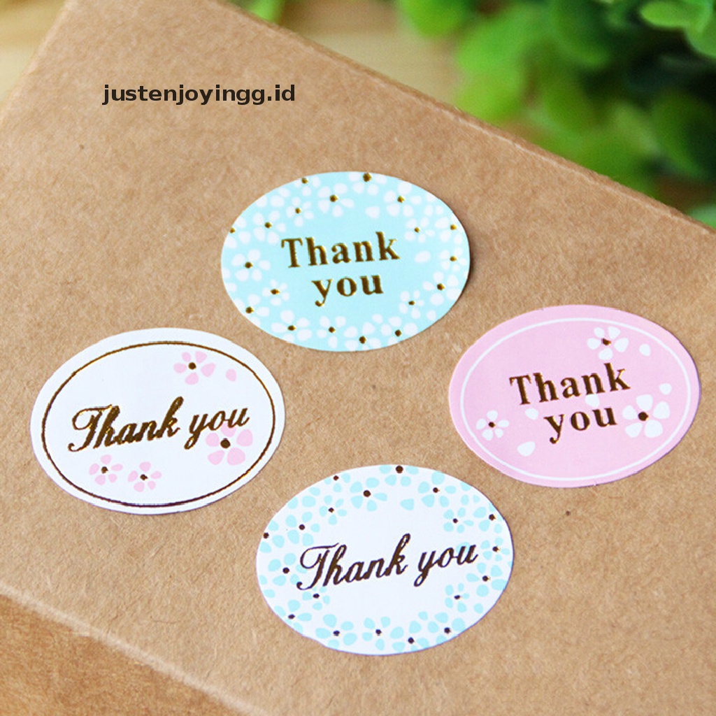 24pcs Stiker Label Bentuk Oval Desain THANK YOU Untuk Pesta Pernikahan