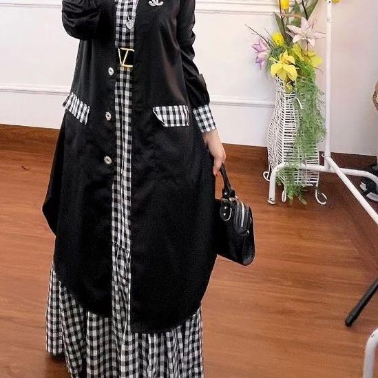 R.A - Chiki Set Premium Setelan Gamis Blazer Korean Style Wanita Dress Maxi 2in1 Fashion Muslim