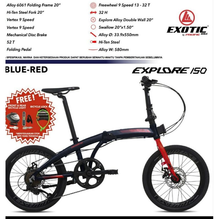 Sepeda Lipat 20 inch Explore 150 Alloy 27 Speed Double Disc