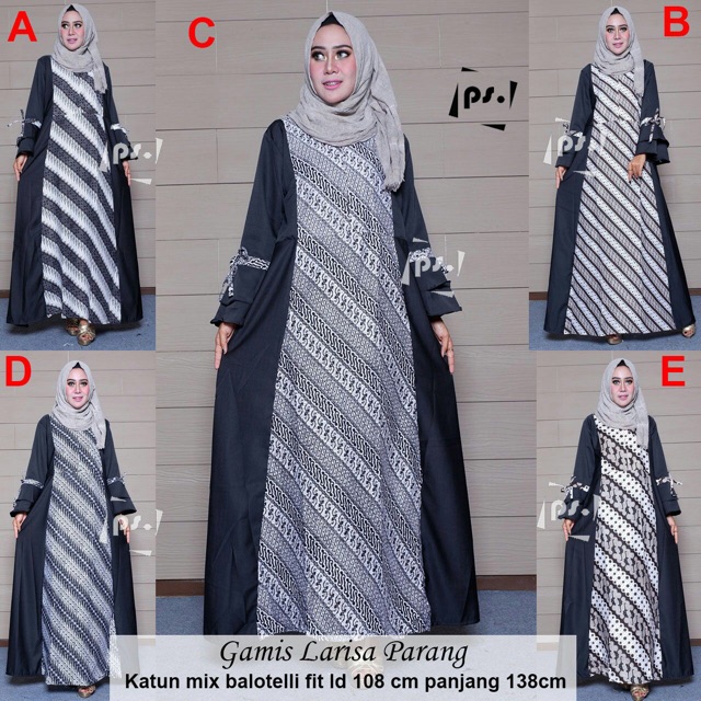 15 Trend  Terbaru Baju  Gamis  Hitam  Kombinasi Batik 