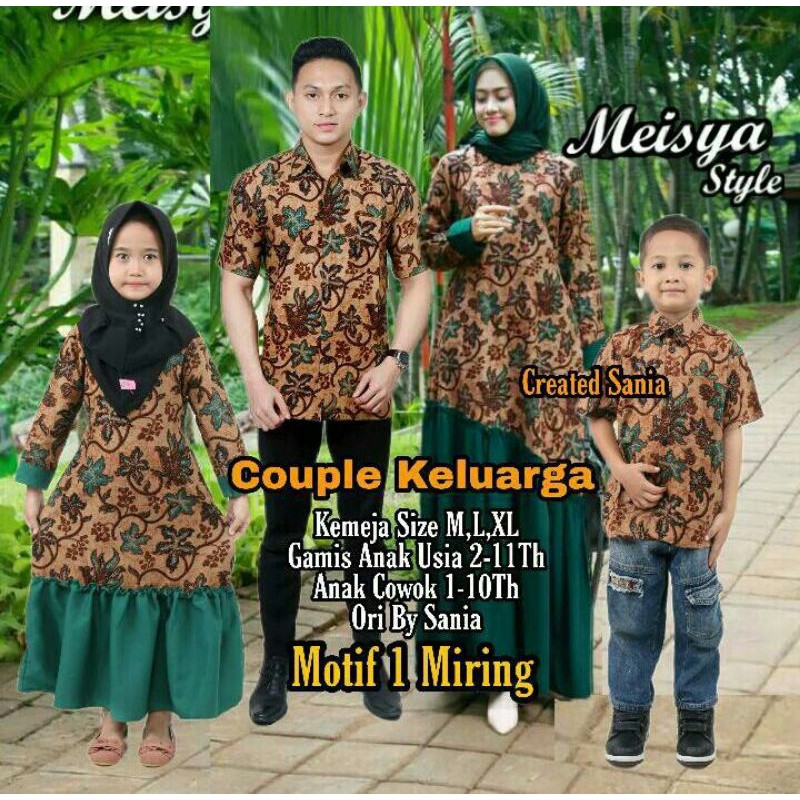 BATIK COUPLE KELUARGA sania ruffle ori ndoro jowi dnt motif Rampel hijau-3