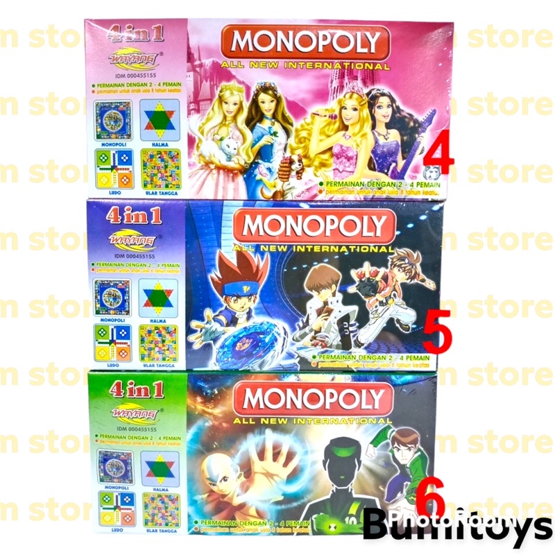 mainan monopoly wayang 4 in 1 / mainan tradisional / monopoli murah / monopoly 5 in 1