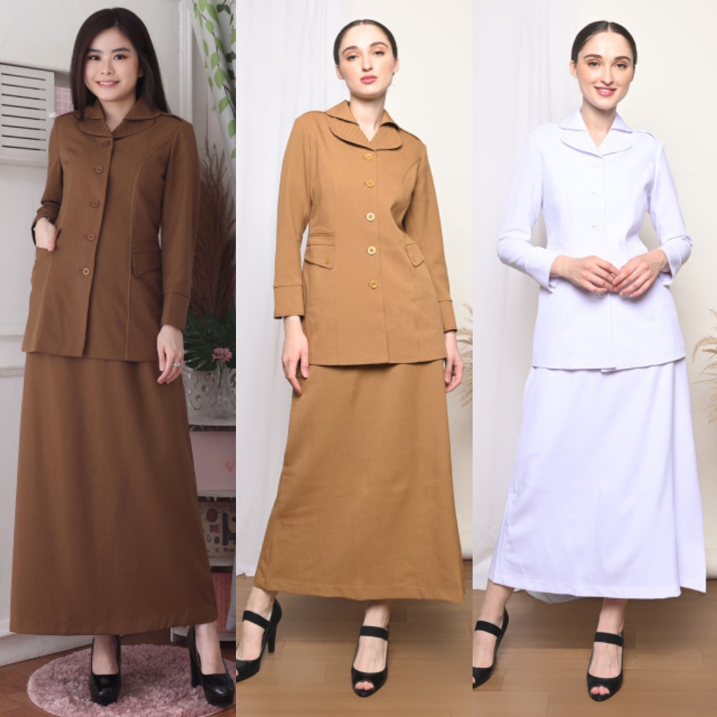 BLAZER WANITA B&amp;V LYNELLE / Seragam PNS / Baju PDH PNS Wanita / Baju Dinas Pemda Wanita / Baju Khaki PNS Wanita / Seragam ASN Wanita / Baju Guru Wanita - 7010 Pemda Aceh / Pemda Tua / Putih