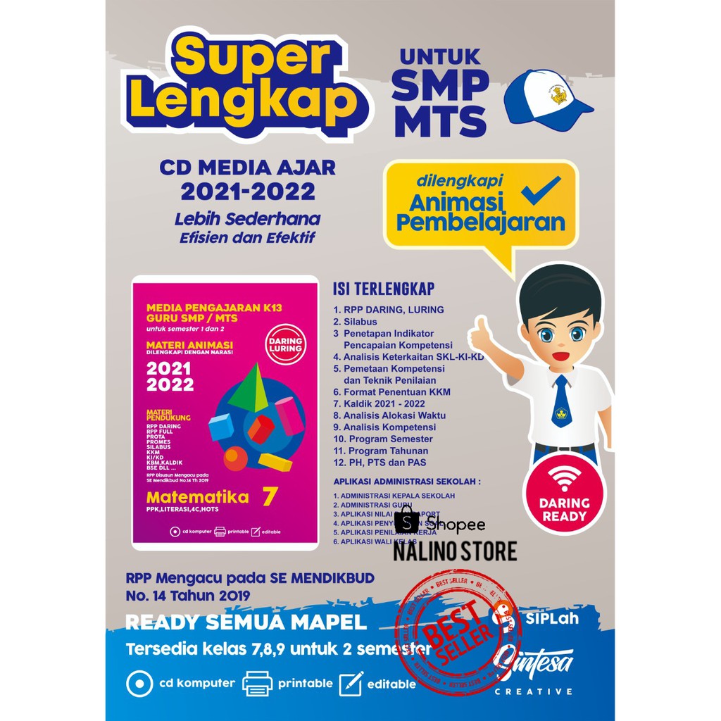 Jual (HARGA UNTUK 1CD / KELAS) CD RPP DARING DAN RPP TATAP MUKA SMP/MTS ...