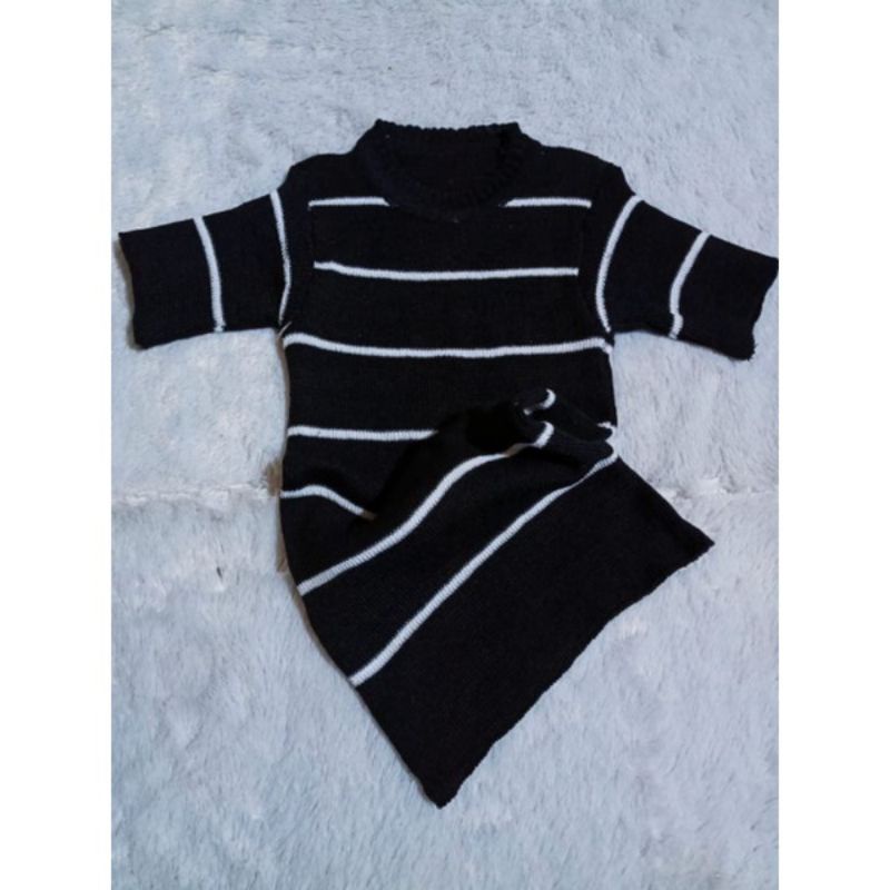 Dress Rajut Anak Perempuan Lengan Pendek Motif Stripe Dress Khalila Kalila Baru Murah Terlaris