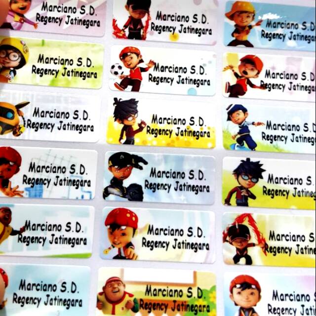 

Label nama anti air stiker waterproof BoBoiBoy