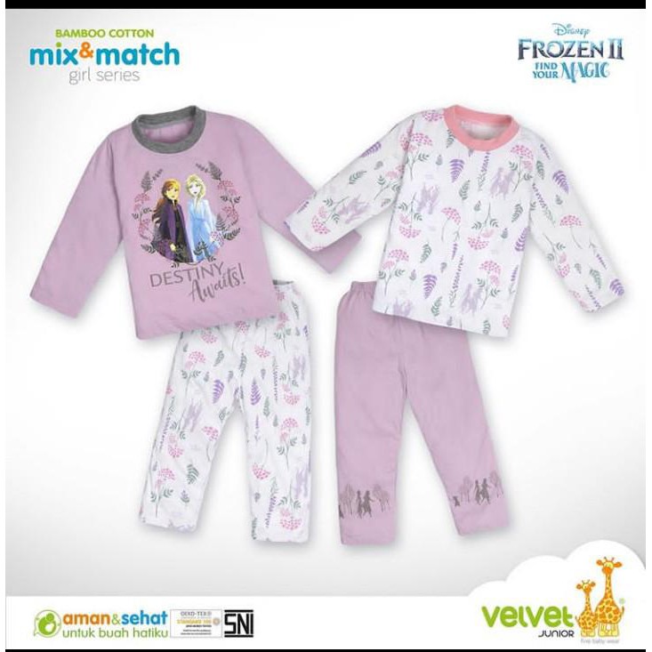 VELVET MIX N MATCH DISNEY Velvet Junior Piyama Frozen Elsa Anna Olaf