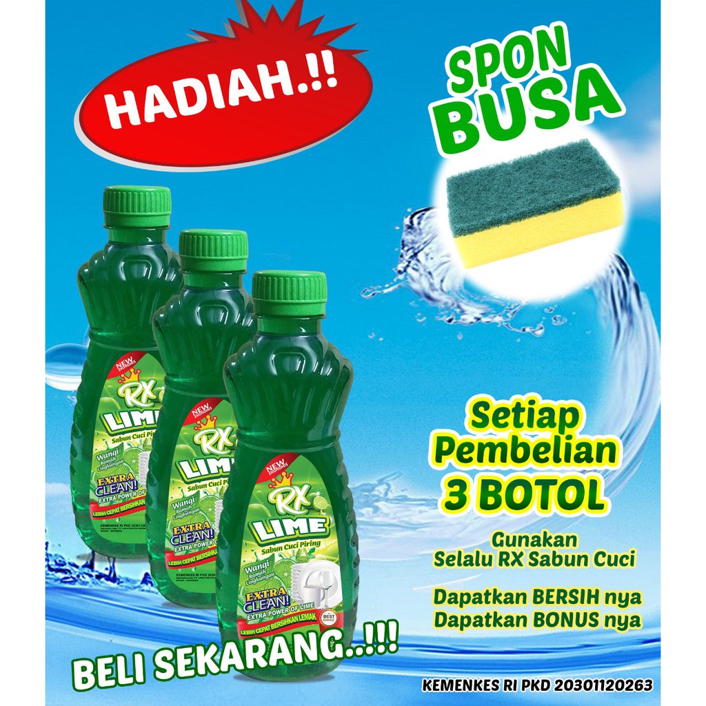 Sale Sabun Cuci Piring Pencuci Lemon Bersih Wangi RX Lime Gratis Sikat Sponge