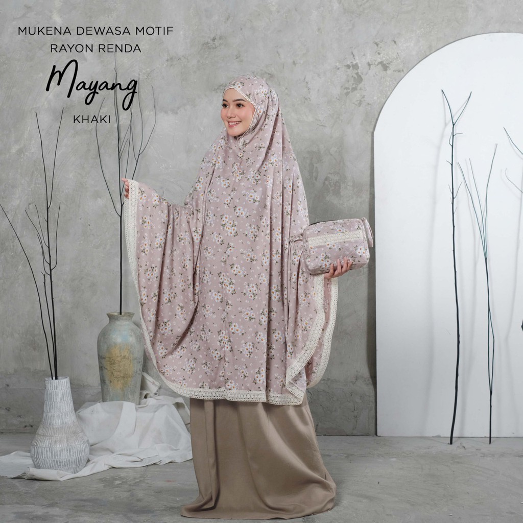 PUSAT MUKENA TASIK - MUKENA DEWASA RENDA RAYON MOTIF MAYANG