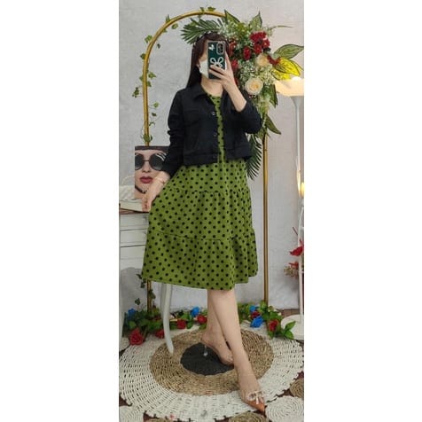 Dress Voxy Rompi Wanita Dress Voxy Rompi 2in1 Dress Rompi