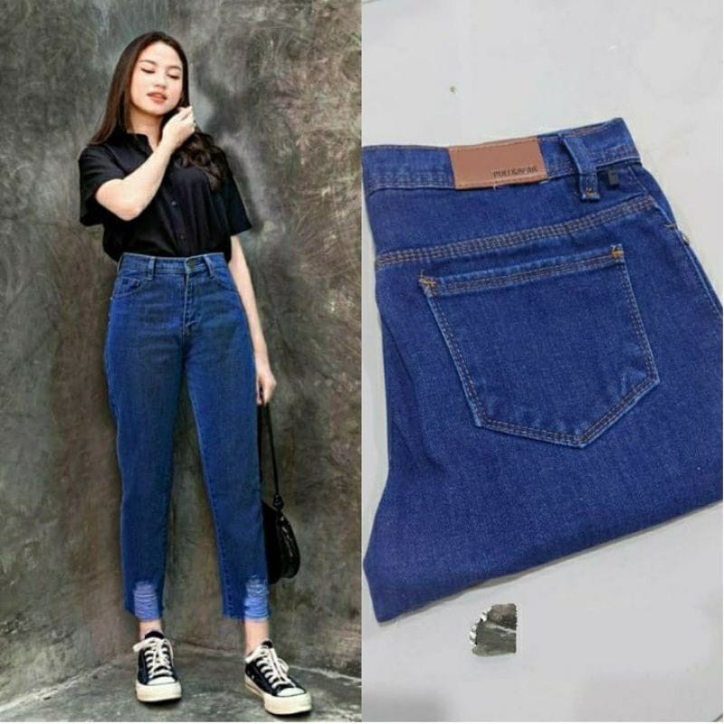 GRISELLE HW BOYFRIEND JEANS TEBAL VARIASI SOBEK