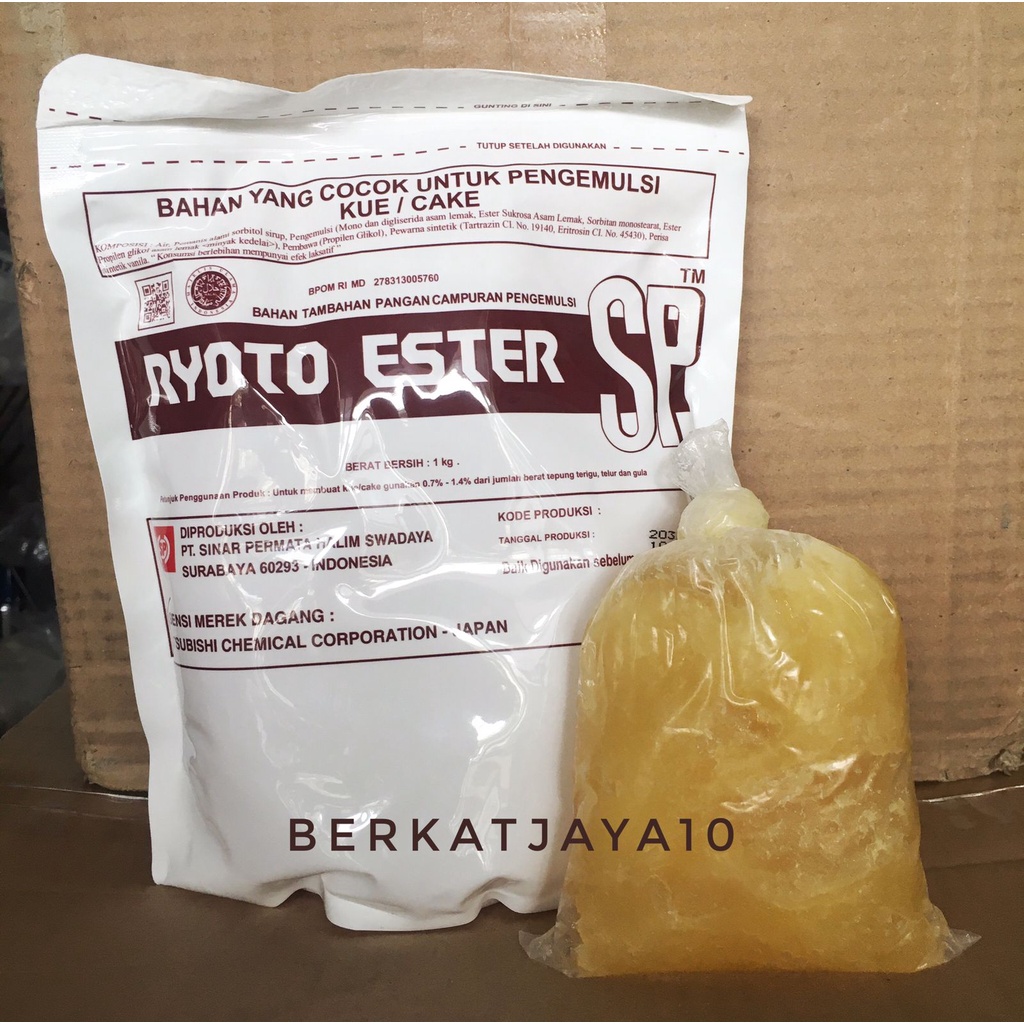 

Pelembut Kue RYOTO ESTER SP Kemasan plastik 250gr Emulsifier Pengembang Kue