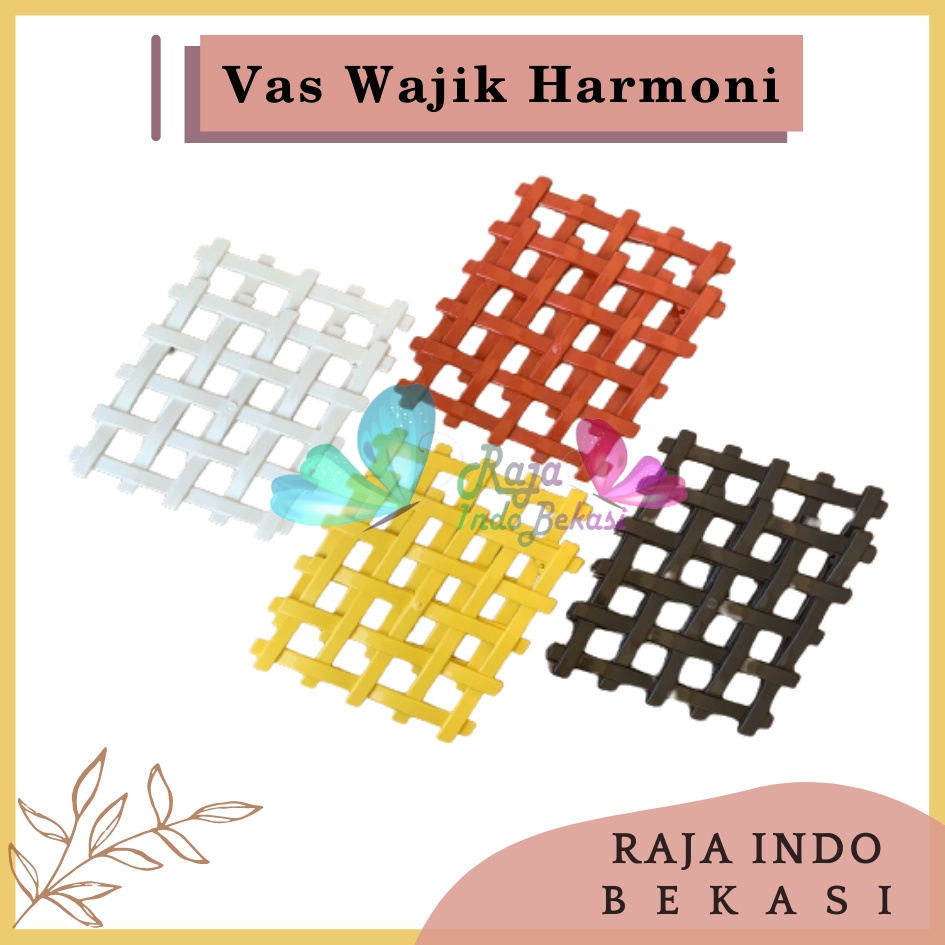 Pagar Wajik Harmoni Warna Putih Coklat Hitam Kuning Ornamen Bunga Vas Wajik Pagar, Jaring, Rambatan Plastik Ukuran Kecil Sedang Besar untuk Bunga Hias Artificial Hiasan Ruang Tamu Dinding Home Grosir Murah Wajik Putih / Breket/ Tatakan/ Pagar Plastik