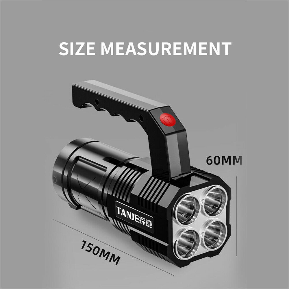 NEW 50000LM LED COB Handheld Spotlight Flashlight USB Rechargeable Torch Searchlight