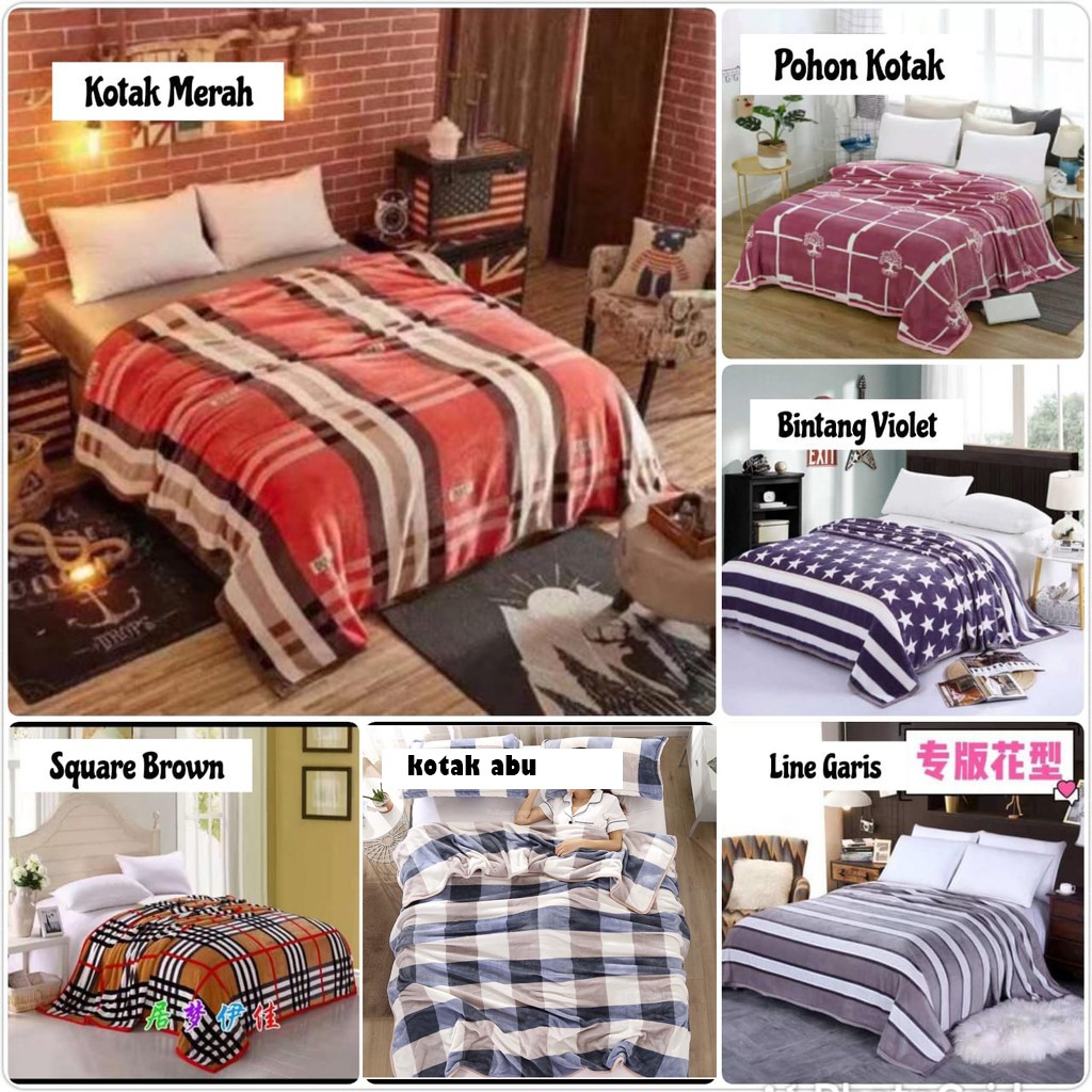Selimut Bulu Halus Motif Dewasa  Aesthetic Atisashop Murah Berkualitas Lembut Uk135x190 New Arrival-2