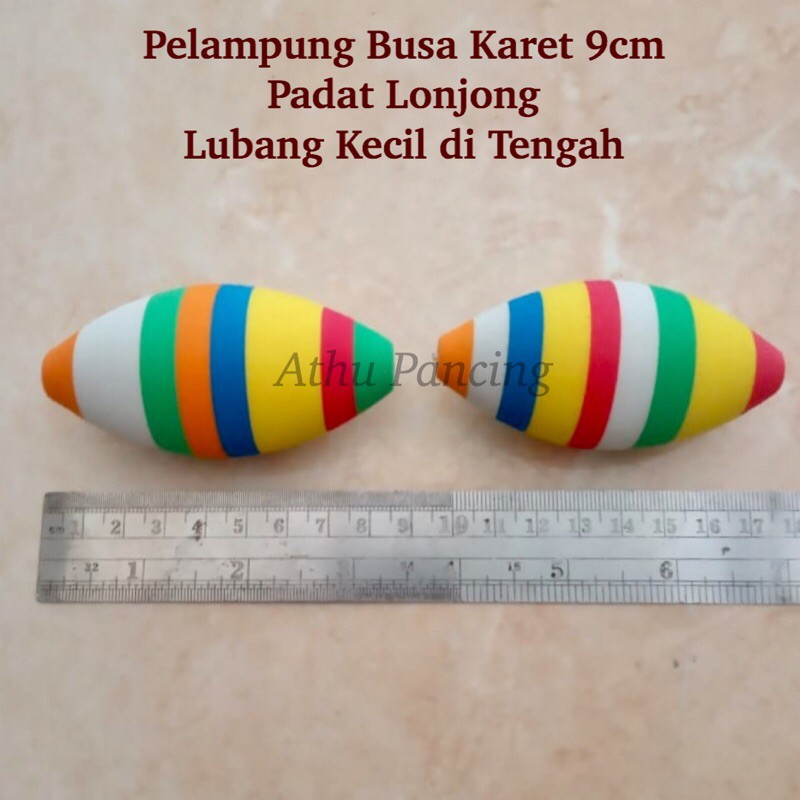 Pelampung Busa Karet 9cm Padat Lonjong Lubang Kecil di Tengah Untuk Mancing/Pancing