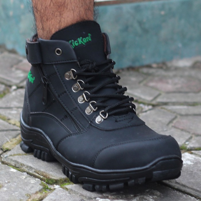 COD !!! Sepatu Pria Kickers Morisey Sleting HITAM Boots Work Safety Hunting Outdoor