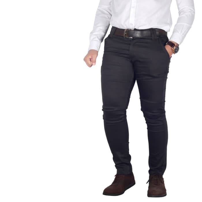 Celana Panjang Chino Pria | Celana Denim | Celana Pensil CREAM HITAM