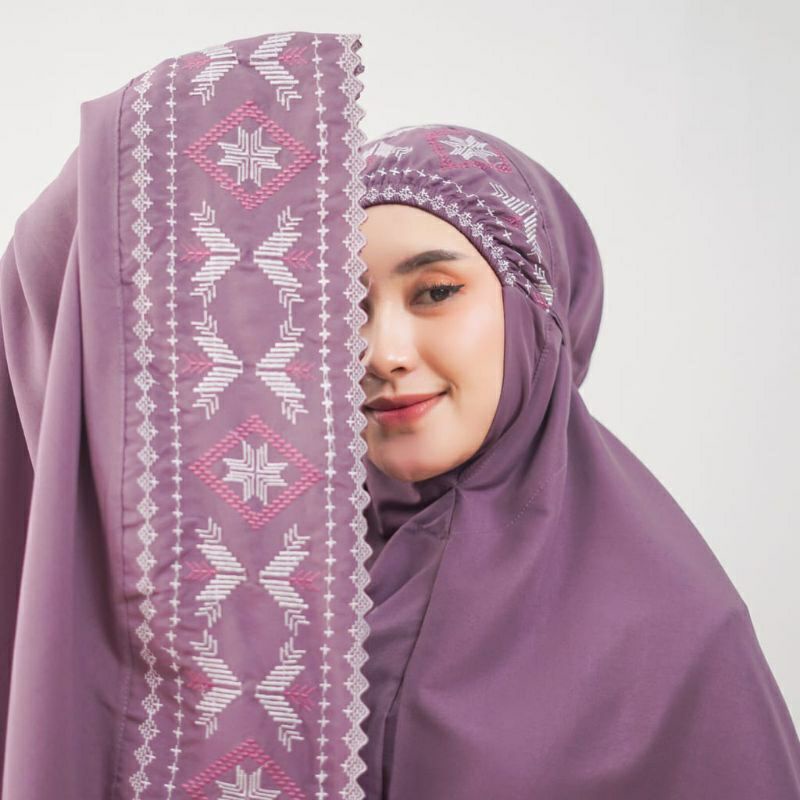 mukena dewasa songket bordir full katun renda bordir free tas