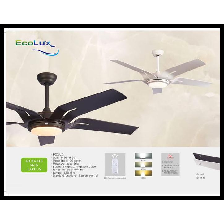 KIPAS ANGIN LAMPU ECO-13 56IN LOTUS BLACK ECOLUX - REMOTE