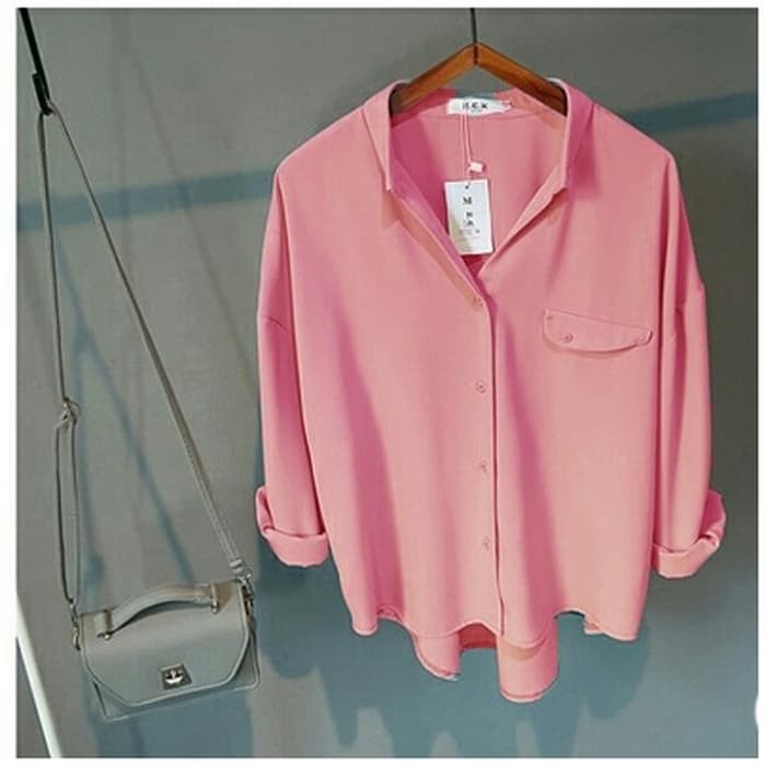 Blus Brukat Blus Polos Blus Tile Blus Blus Blouse Lace Atasan Wa EO712 [Emma Pink Ro] Blouse Wanita