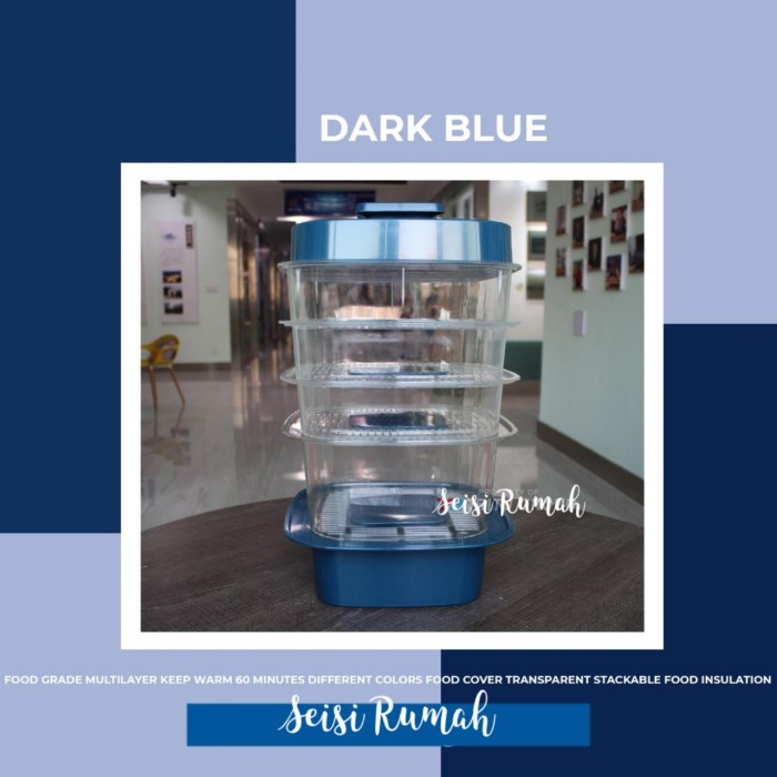 warmer-food- food storage 6 layers food cover 6 tingkat multilayer food warmer - biru tua -food-