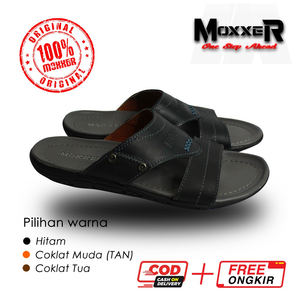 Sandal Kulit Asli Pria Original Sendal Slip On Cowok Murah Casual Sandal Slide Laki laki Terbaru - MR02