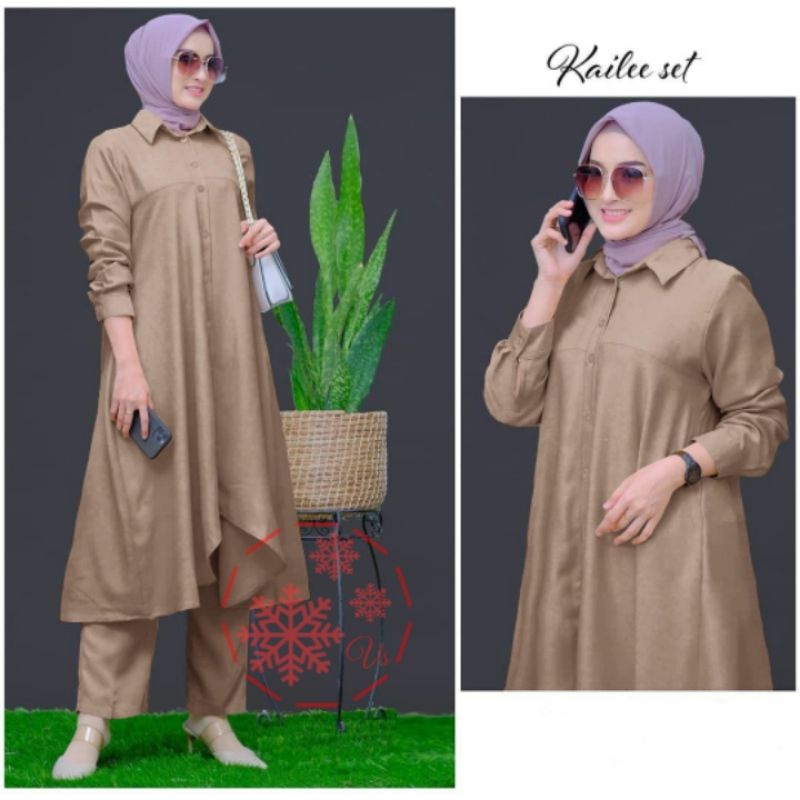 SET CELANA TUNIK KAILEE, MOSCREPE, GAMIS, HIJAB, MUSLIM, DRESS, SETELAN