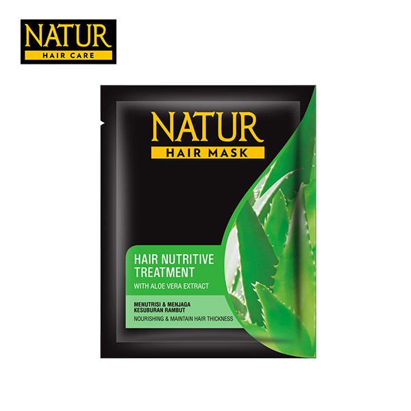 NATUR Hair Mask Aloevera Nutritive Treatment Sachet - Masker Rambut Rusak 1 Saset