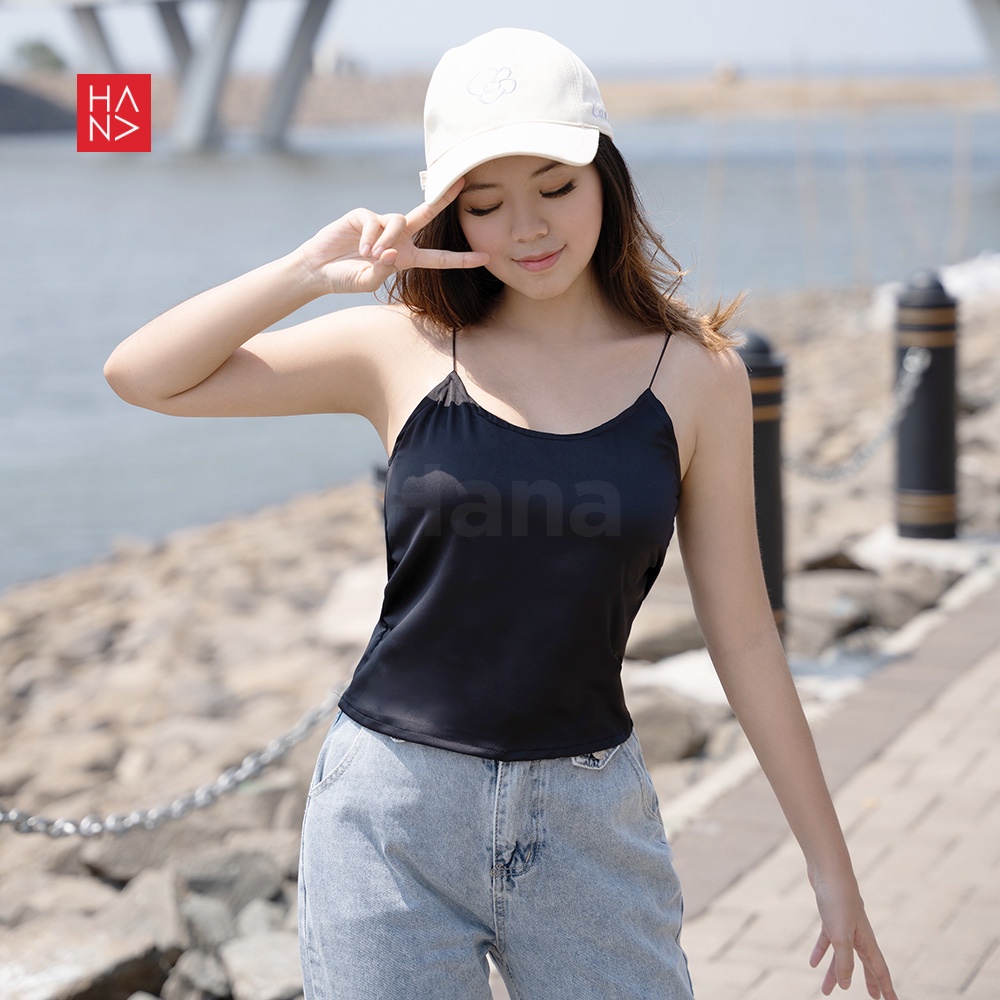 Hana Fashion - Satin Spaghetti Rope Tank Top Wanita - TT101