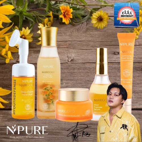 NPURE Marigold Memory Bounce Moisturizer Elixir Triphase Serum Deep Cleanse Facial Wash Clearing Petal Toner Eyemazing Power Serum