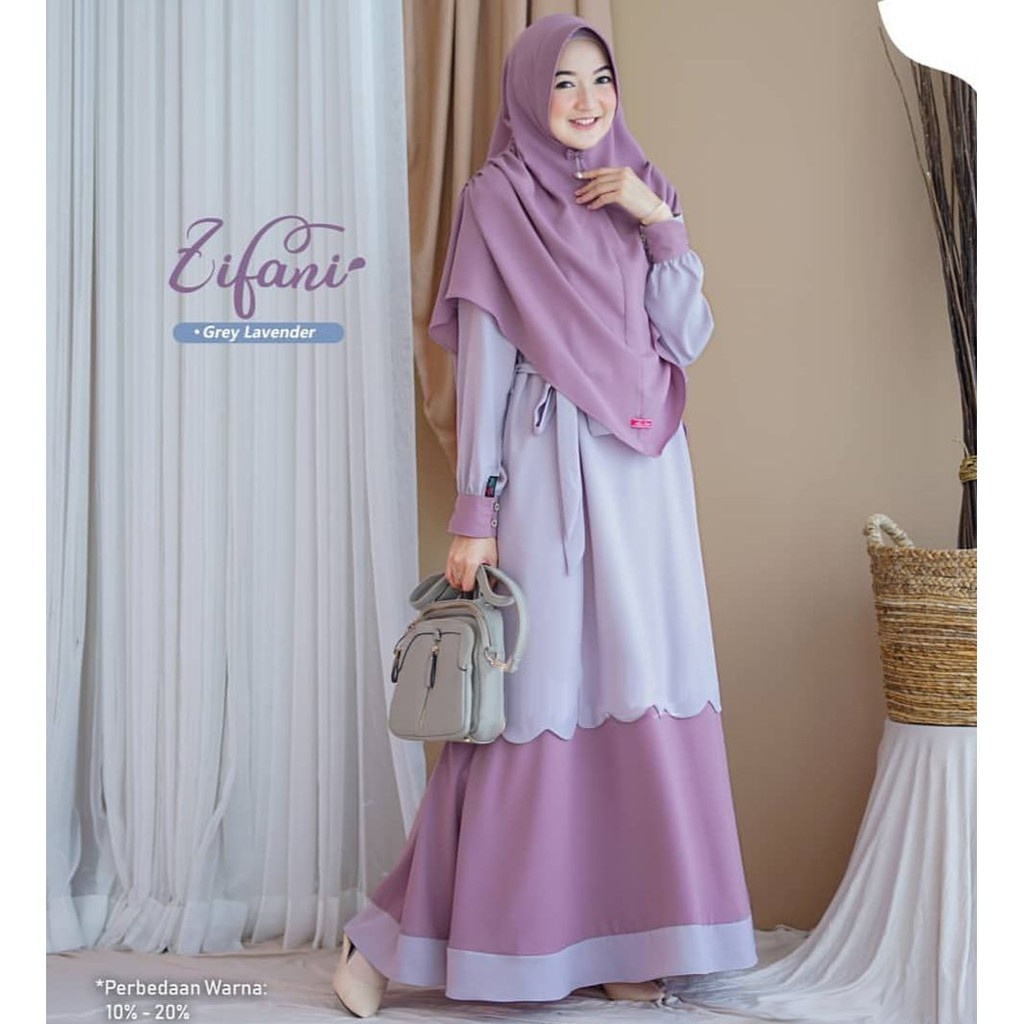 zifani set hijab/gamis wanita/gamis hijab/gamis termurah/size M L XL