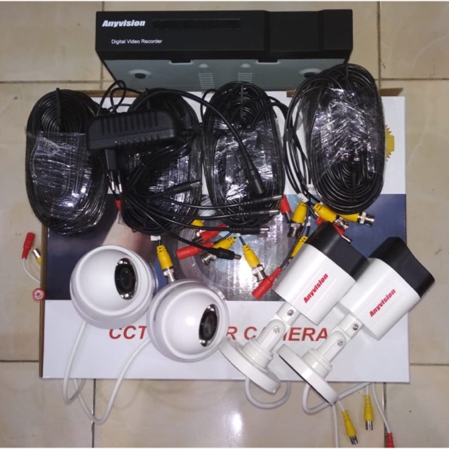 PAKET CCTV 4CH KAMERA DVR ANYVISION HDD WD 500GB FULL HD MURAH