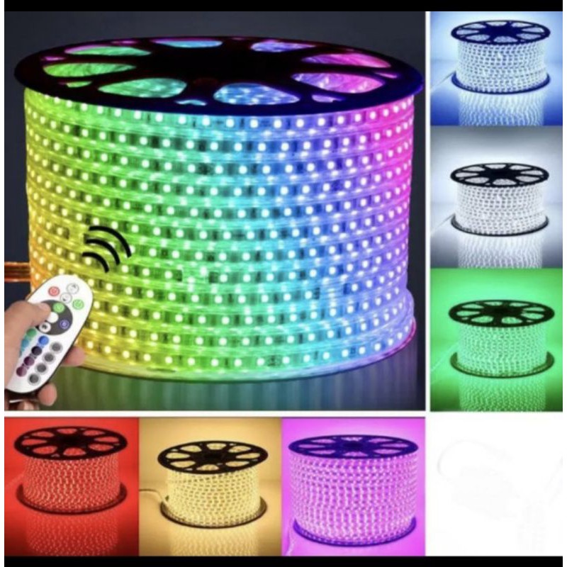 lampu selang led strip 100m rgb warna warni 5050 3528 2835 outdoor remote