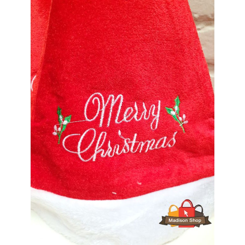 TOPI NATAL TEBAL MURAH DEWASA PREMIUM CHRISTMAS HAT MERRY CHRISTMAS BORDIR