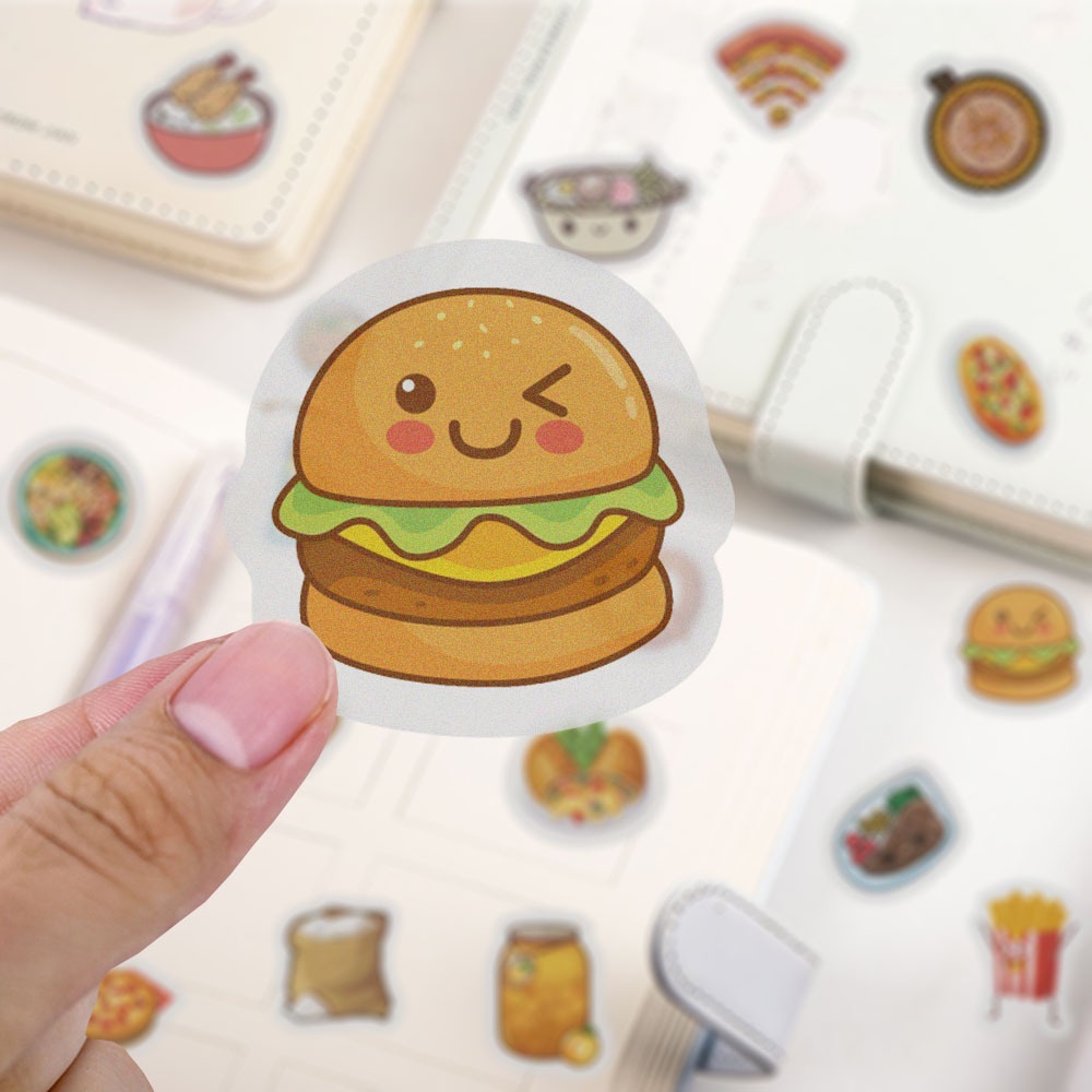 40 Pcs Cute Hamburger Food Pattern Scrapbooking Stickers for Laptop Fridge Luggage Decoration