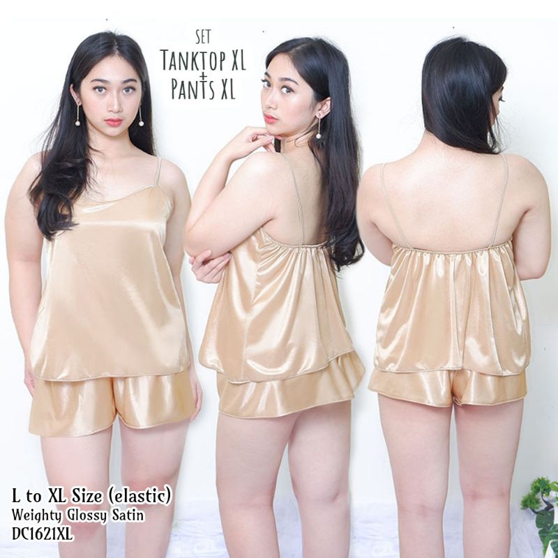 Setelan babydoll wanita sexy baju tidur satin big size jumbo bigsize 1621LGBD_XL