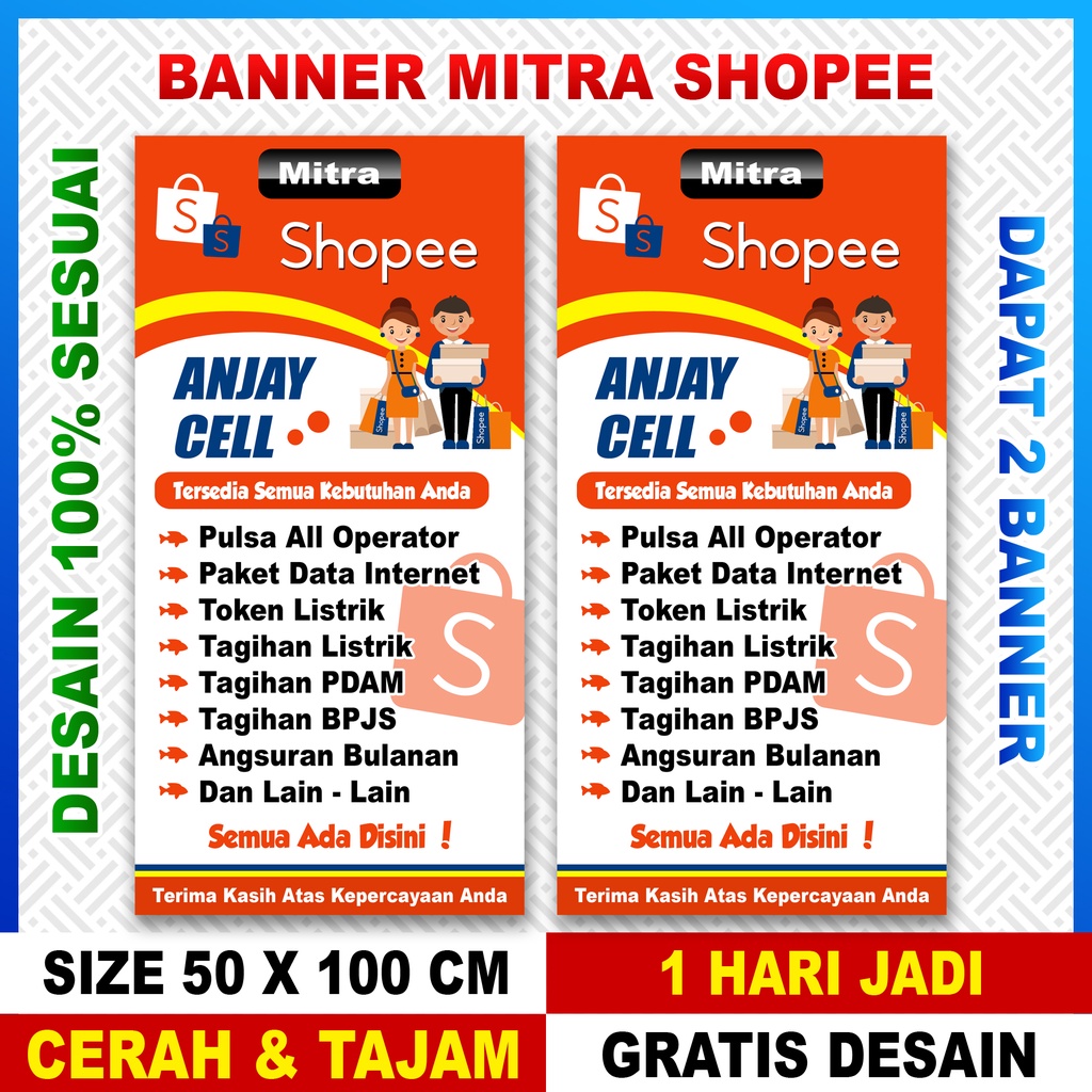 BANNER SPANDUK SHOPEE OLSHOP PAKET 2 BANNER