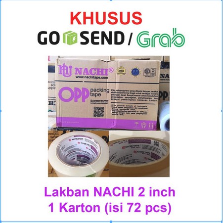 Lakban Nachi Bening 2&quot; 48 mm KHUSUS GOSEND GRAB INSTAN BISA 2 DUS