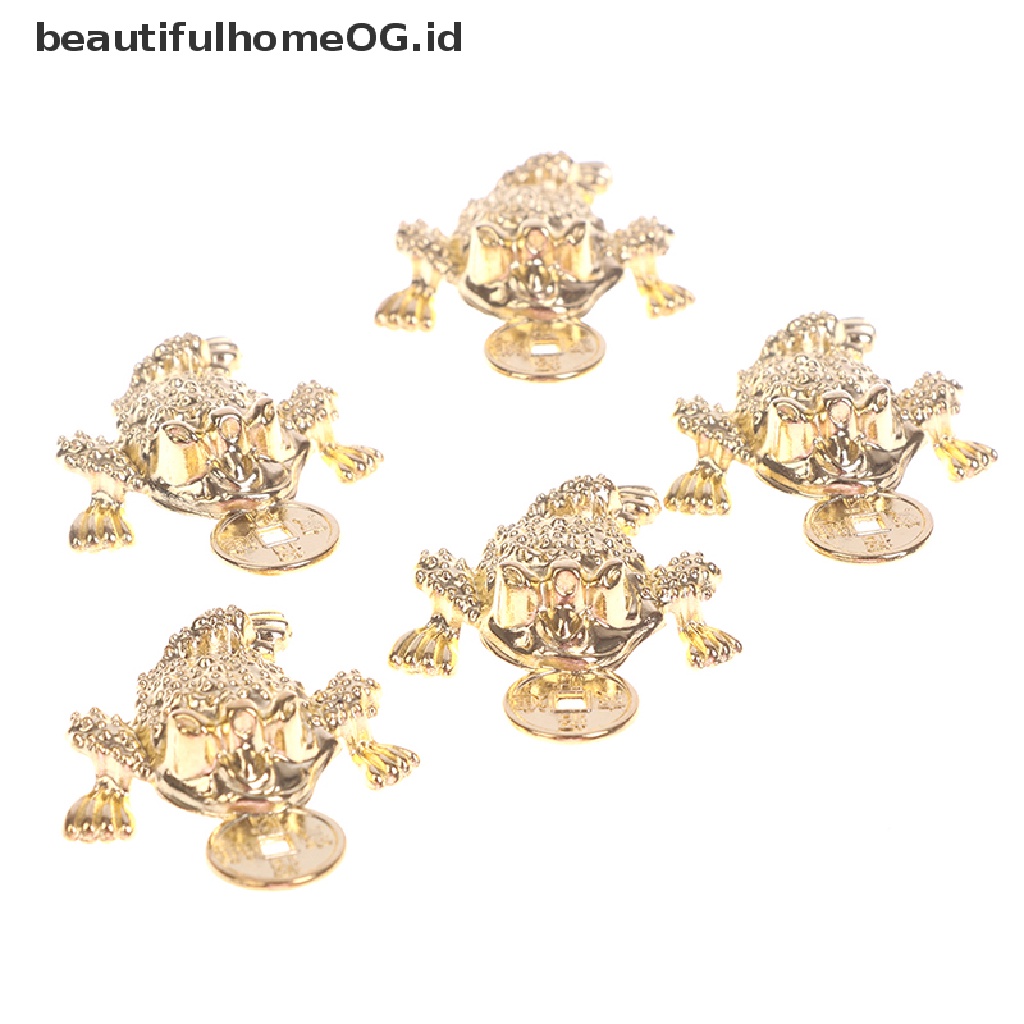 5 Pcs Gantungan Kunci Desain Katak Feng Shui Pocket Toad Frogs Fortune Untuk Dekorasi Rumah