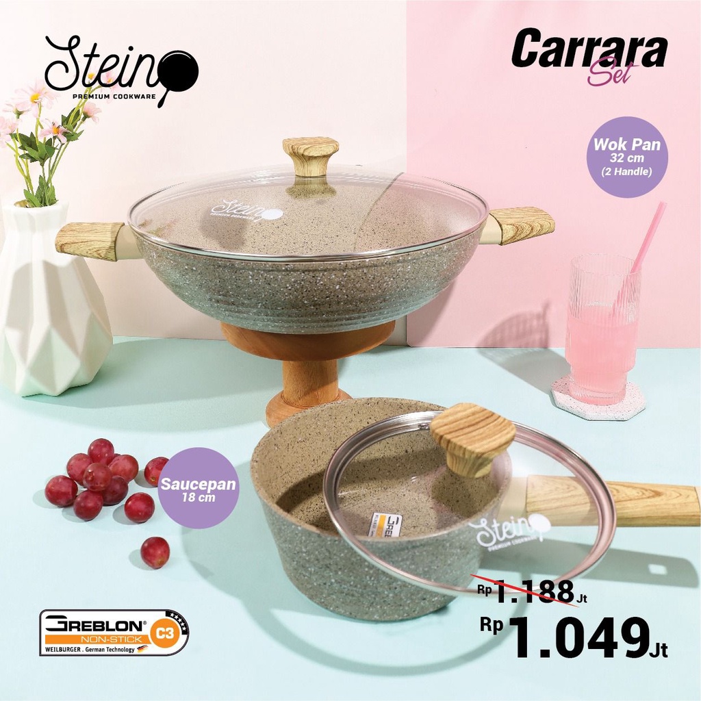 Jual Steincookware Stein Paket Carrara Wok Cm Saucepan Cm Shopee Indonesia