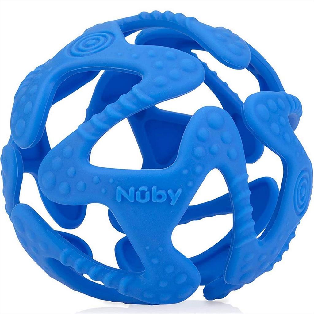 NUBY Tuggy Ball Blue Soothing Teether Gigitan Sensori Bayi