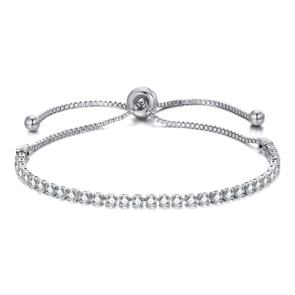 Gelang Tenis Adjustable Gaya Korea Dengan Cubic Zirconia Warna-Warni Untuk Wanita