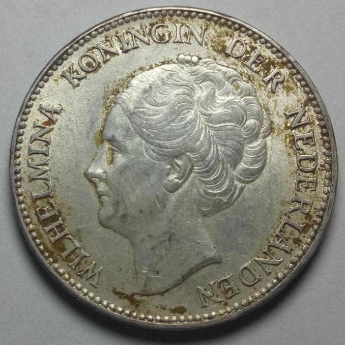 Tp2176. Uang koin Perak Kuno 1 Gulden Ratu Wilhelmina Thn 1939 Asli KPL023