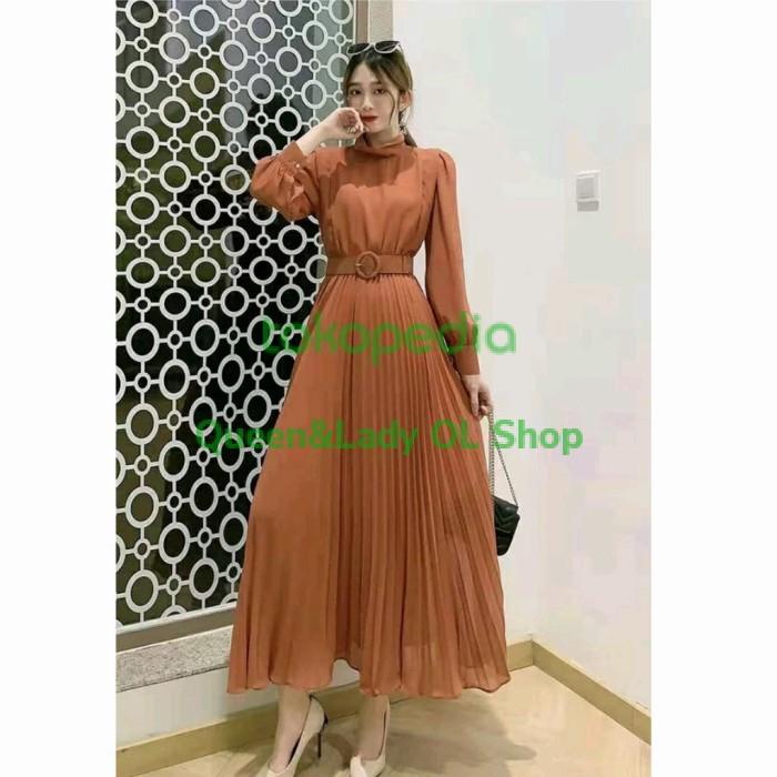 Dress | Maxi Dress Longsleeve Terusan Plisket Tunik Style Bangkok Gamis Import Terbaru Ready Stock