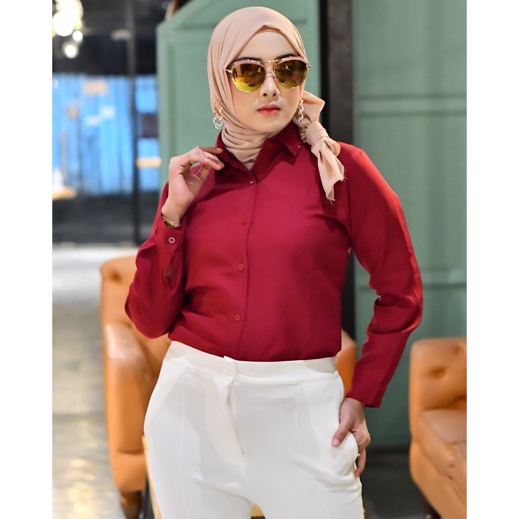 ATASAN KEMEJA POLOS BASIC SHAKILA LENGAN SCODER/AUREL TOP