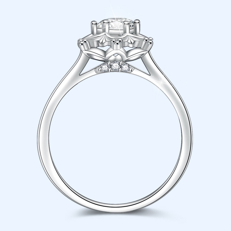 perak asli 925 cincin Wanita Bunga kreatif dan sederhana Cincin yang dapat disesuaikan Perhiasan