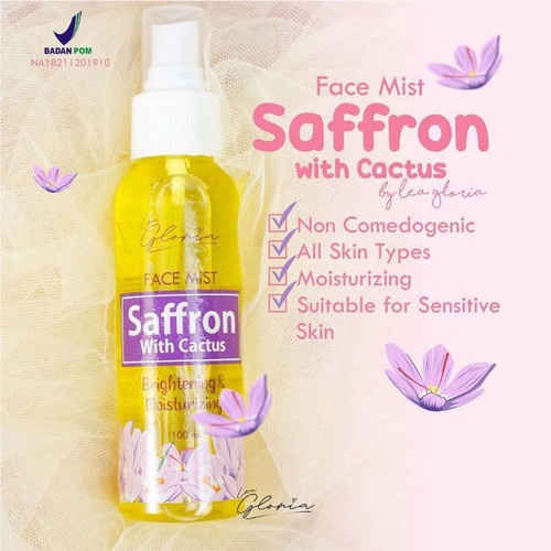 ✿ELYSABETHME✿ Lea gloria face mist saffron with cactus toner wajah penyegar campuran masker face mask organik bubuk