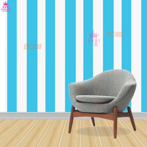 Wallpaper Sticker Motif Garis Biru Putih 5339-2 / Wallpaper New / 9mx45cm